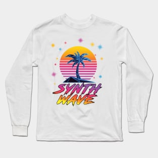 Synthwave Vaporwave Palm Tree Outrun Sunset Long Sleeve T-Shirt